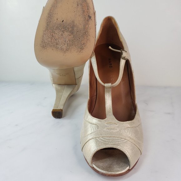 Marc Jacobs T-Strap Heels in Gold Champagne EUC - Picture 9 of 15